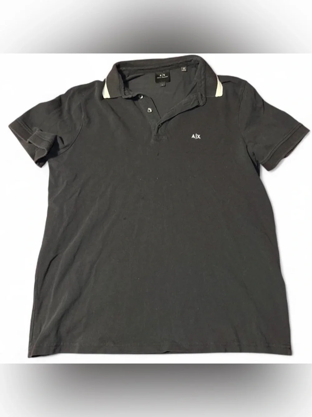 Armani Exchange Black Polo with White Collar Trim